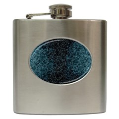 Polygonal And Triangles In Blue Colors  Hip Flask (6 Oz)