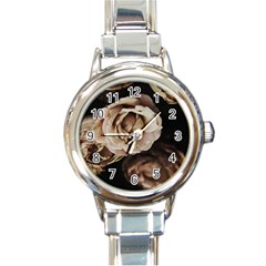 Roses Flowers Round Italian Charm Watch by vanessagf