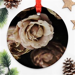 Roses Flowers Round Ornament (two Sides)  by vanessagf