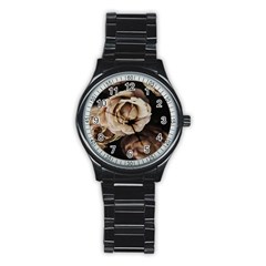 Roses Flowers Stainless Steel Round Watch by vanessagf