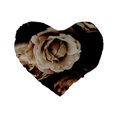 Roses Flowers Standard 16  Premium Flano Heart Shape Cushions by vanessagf