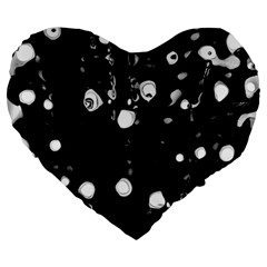 Black Dream  Large 19  Premium Flano Heart Shape Cushions by Valentinaart