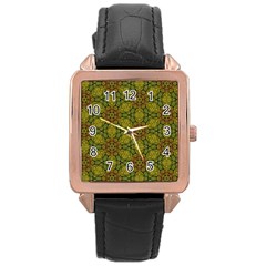 Camo Abstract Shell Pattern Rose Gold Leather Watch  by TanyaDraws