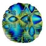 Crystal Lime Turquoise Heart Of Love, Abstract Large 18  Premium Flano Round Cushions Front