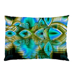 Crystal Gold Peacock, Abstract Mystical Lake Pillow Case (two Sides) by DianeClancy