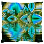 Crystal Gold Peacock, Abstract Mystical Lake Large Flano Cushion Case (Two Sides) Front