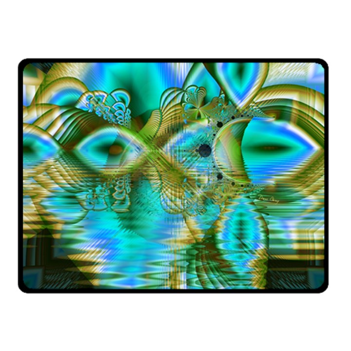 Crystal Gold Peacock, Abstract Mystical Lake Fleece Blanket (Small)