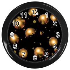 Golden balls Wall Clocks (Black)