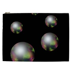 Silver Pearls Cosmetic Bag (xxl)  by Valentinaart