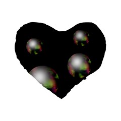 Silver Pearls Standard 16  Premium Flano Heart Shape Cushions by Valentinaart