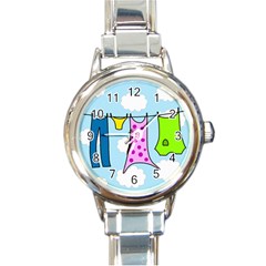 Laundry Round Italian Charm Watch by Valentinaart