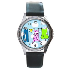 Laundry Round Metal Watch by Valentinaart