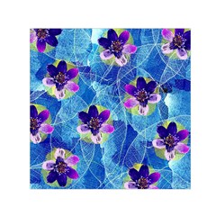 Purple Flowers Small Satin Scarf (square) by DanaeStudio