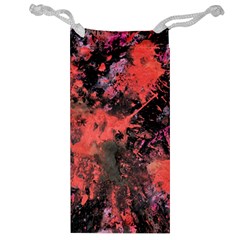 Pink And Black Abstract Splatter Paint Pattern Jewelry Bags by traceyleeartdesigns