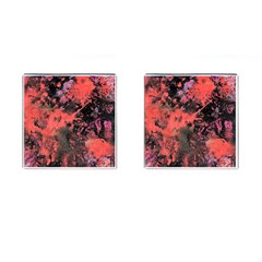 Pink And Black Abstract Splatter Paint Pattern Cufflinks (square) by traceyleeartdesigns