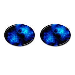 Blue Universe Fractal Pattern Cufflinks (oval) by traceyleeartdesigns