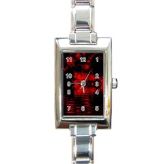 Red And Black Lake Fractal Rectangle Italian Charm Watch by traceyleeartdesigns