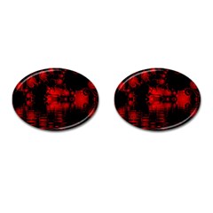 Red And Black Lake Fractal Cufflinks (oval) by traceyleeartdesigns