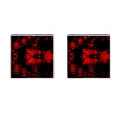 Red And Black Lake Fractal Cufflinks (square) by traceyleeartdesigns