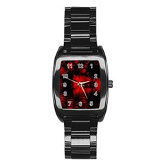 Red And Black Lake Fractal Stainless Steel Barrel Watch by traceyleeartdesigns