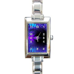 Purple And Blue Lake Fractal Rectangle Italian Charm Watch by traceyleeartdesigns