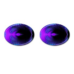 Purple And Blue Lake Fractal Cufflinks (oval) by traceyleeartdesigns