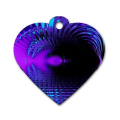 Purple And Blue Lake Fractal Dog Tag Heart (one Side) by traceyleeartdesigns