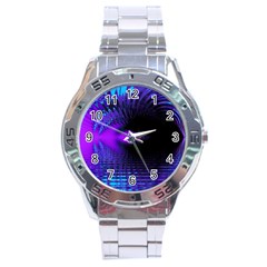 Purple And Blue Lake Fractal Stainless Steel Analogue Watch by traceyleeartdesigns