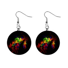 Bright Multi Coloured Fractal Pattern Mini Button Earrings