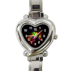 Bright Multi Coloured Fractal Pattern Heart Italian Charm Watch by traceyleeartdesigns