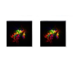 Bright Multi Coloured Fractal Pattern Cufflinks (square) by traceyleeartdesigns