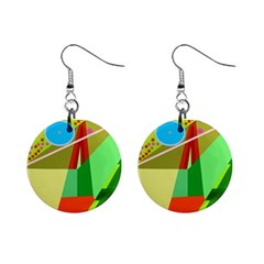 Colorful Abstraction Mini Button Earrings by Valentinaart