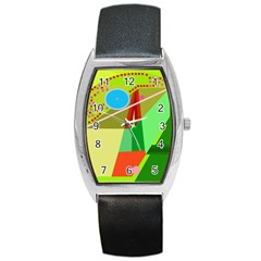 Colorful Abstraction Barrel Style Metal Watch by Valentinaart