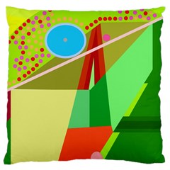 Colorful Abstraction Large Cushion Case (two Sides) by Valentinaart