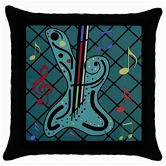 Blue Guitar Throw Pillow Case (black) by Valentinaart