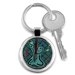 Blue Guitar Key Chains (round)  by Valentinaart