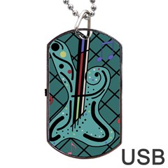 Blue Guitar Dog Tag Usb Flash (one Side) by Valentinaart