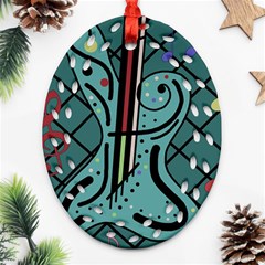 Blue Guitar Ornament (oval Filigree)  by Valentinaart