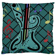 Blue Guitar Large Cushion Case (one Side) by Valentinaart