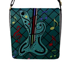 Blue Guitar Flap Messenger Bag (l)  by Valentinaart