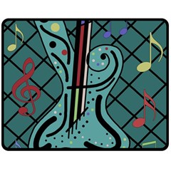 Blue Guitar Double Sided Fleece Blanket (medium)  by Valentinaart