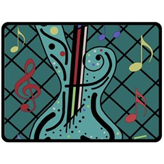 Blue Guitar Double Sided Fleece Blanket (large)  by Valentinaart