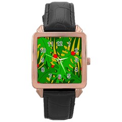 In The Jungle Rose Gold Leather Watch  by Valentinaart