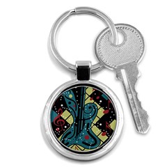 Playful Guitar Key Chains (round)  by Valentinaart