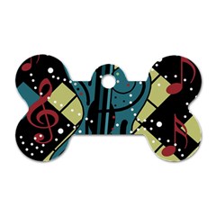 Playful Guitar Dog Tag Bone (one Side) by Valentinaart