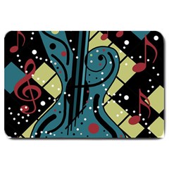 Playful Guitar Large Doormat  by Valentinaart