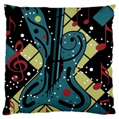 Playful Guitar Large Cushion Case (one Side) by Valentinaart