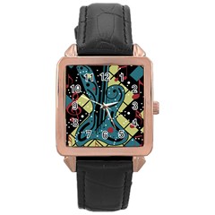 Playful Guitar Rose Gold Leather Watch  by Valentinaart