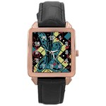 Playful guitar Rose Gold Leather Watch  Front