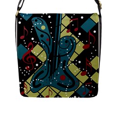 Playful Guitar Flap Messenger Bag (l)  by Valentinaart